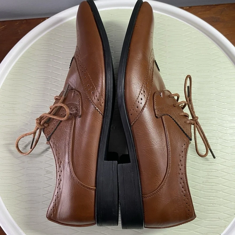 Men's BRAVO King 2‎ Wingtip Dress Shoes Sz.11.5W Brown Leather PROM WEDDING